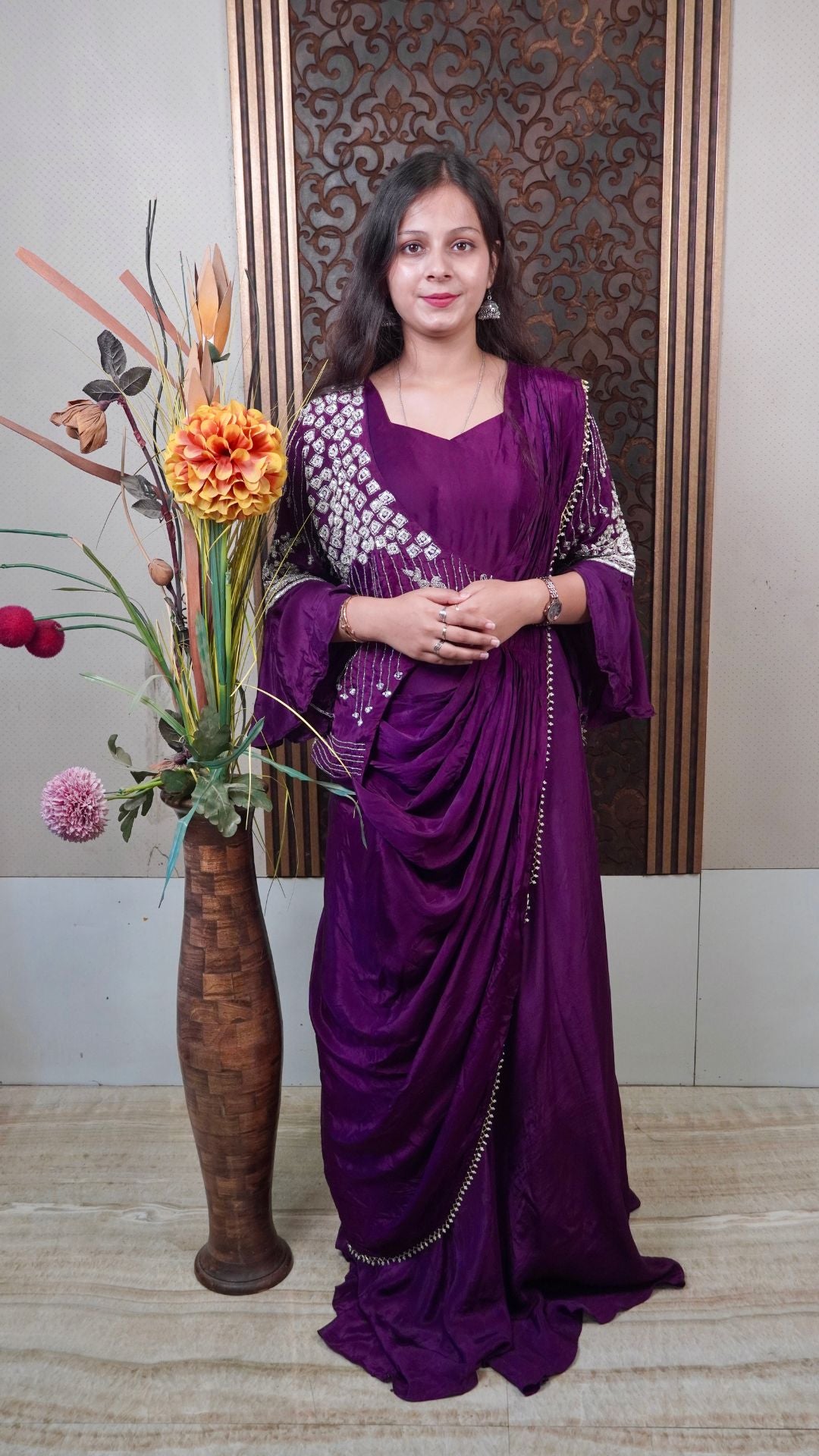 Pure Chinnon Partywear Gown – Graceful Silk Evening Couture