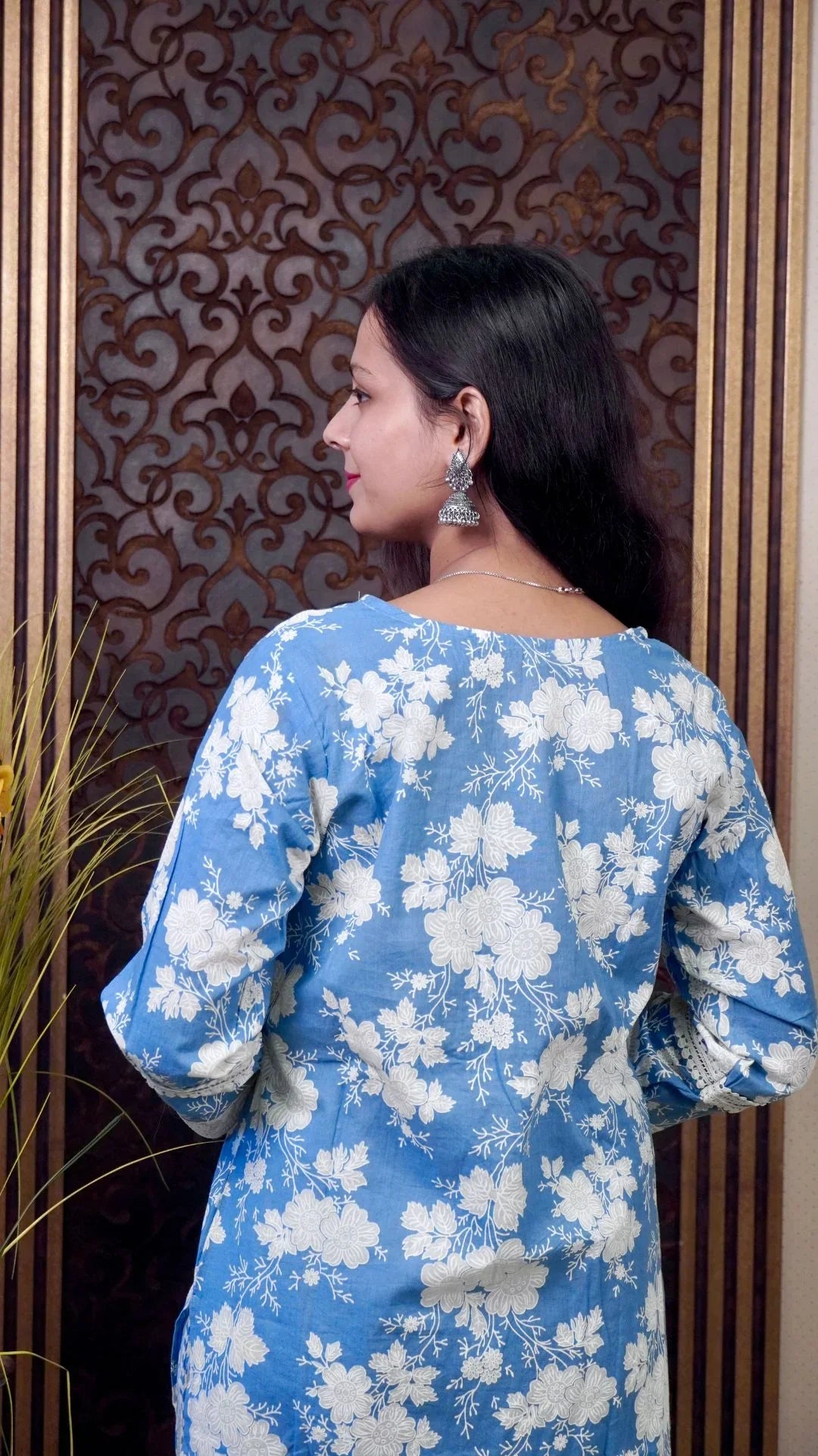 Blue Printed Cotton Dupatta set– Timeless Elegance in Soothing Hues