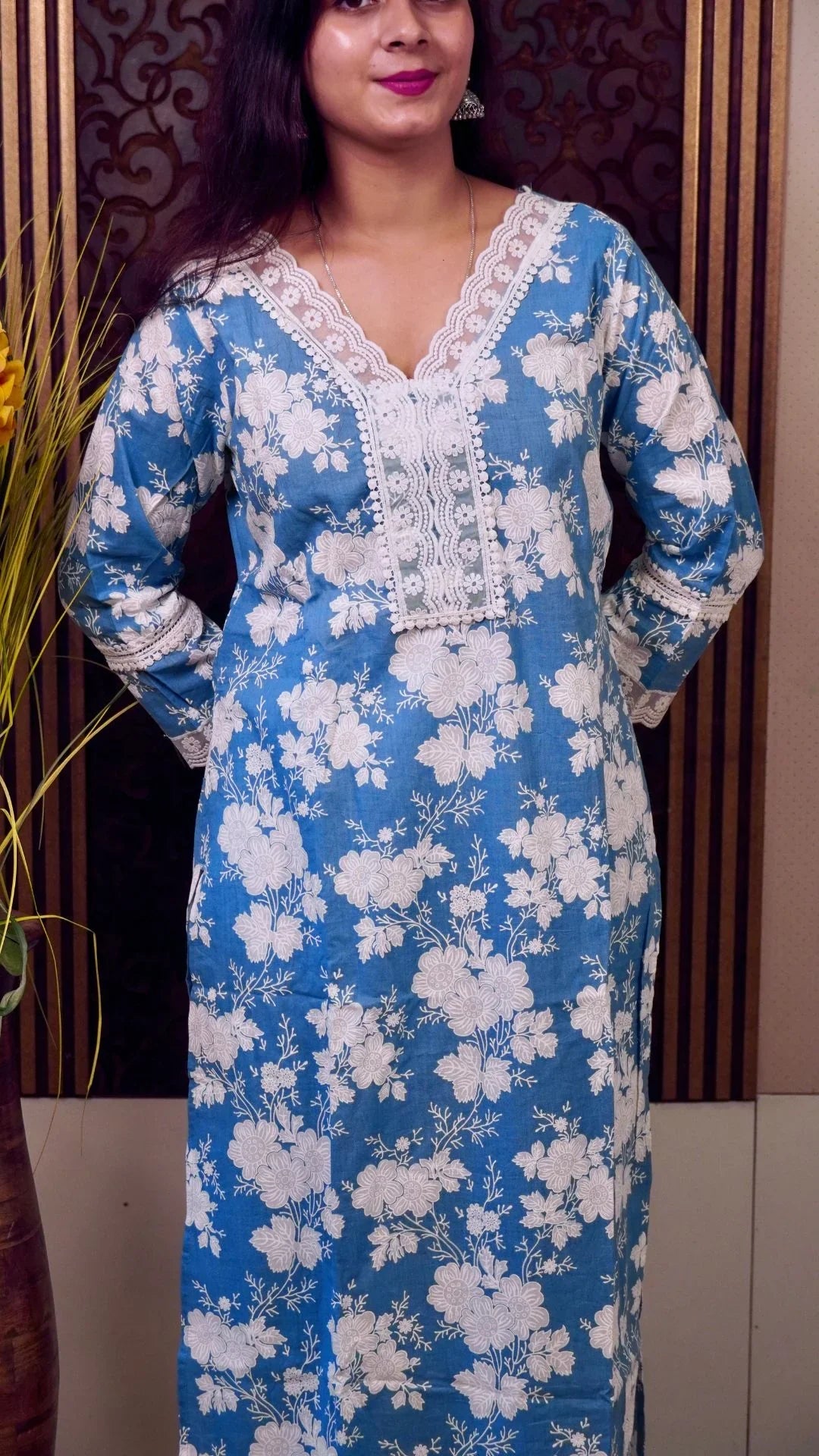 Blue Printed Cotton Dupatta set– Timeless Elegance in Soothing Hues
