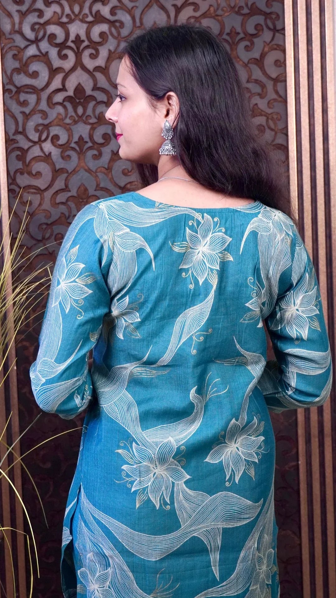 Sea Green Printed Rayon Dupatta set– Breezy Elegance in Serene Hues