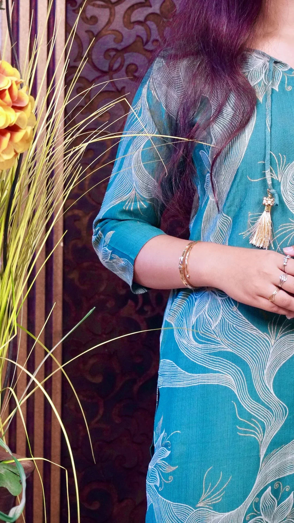 Sea Green Printed Rayon Dupatta set– Breezy Elegance in Serene Hues