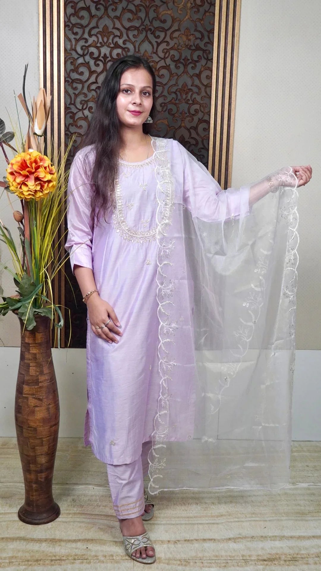 Purple Heavy Organza Dupatta – Royal Grace in Luxurious Silk