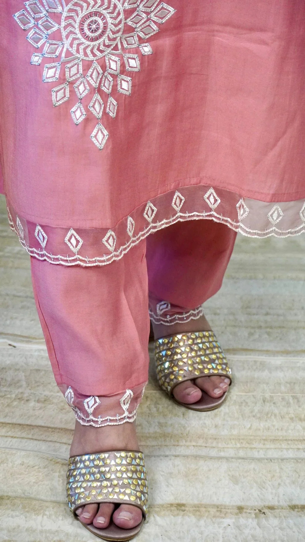 Rust Embroidery Organza Dupatta Set – Elegant Organza with Intricate Embroidery