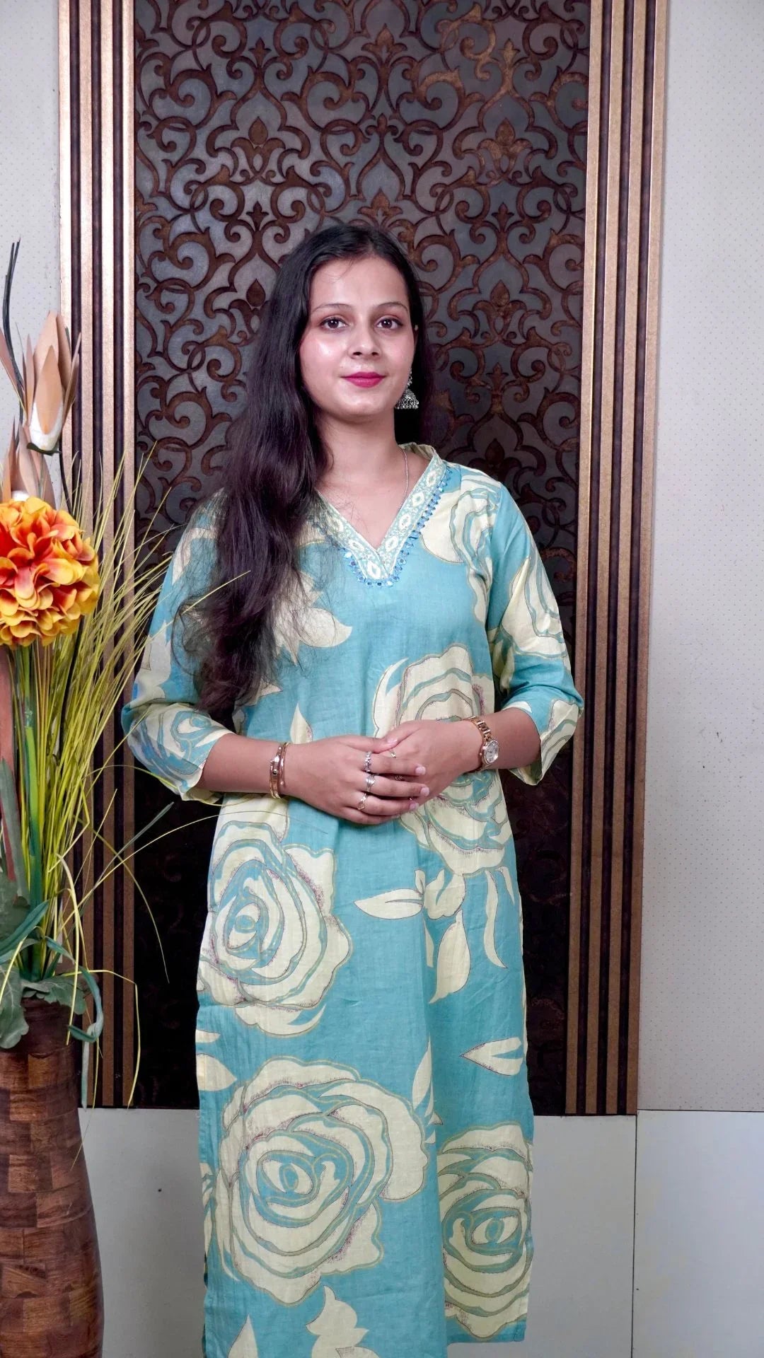 Light Green Printed Cotton Dupatta Set – Elegant & Breathable Ethnic Accessory