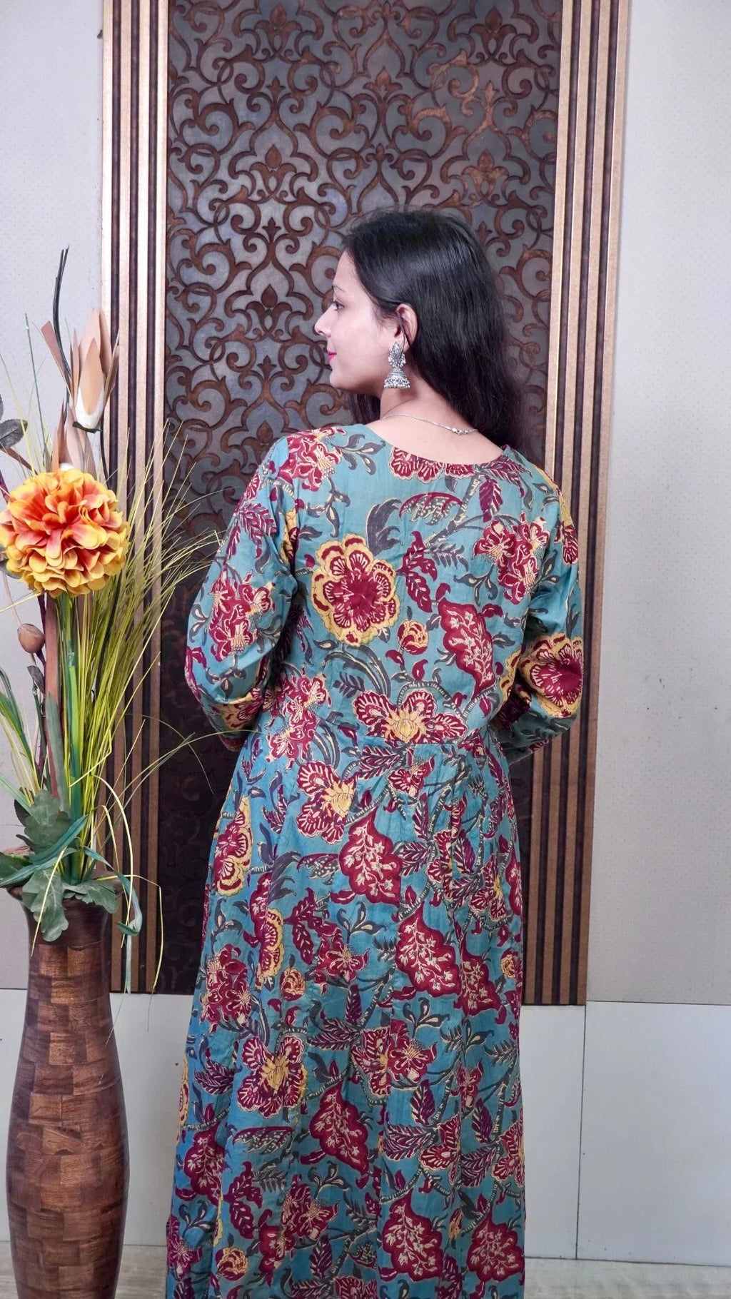 Grey Printed Anarkali Dupatta set  – Soft Hues & Traditional Charm