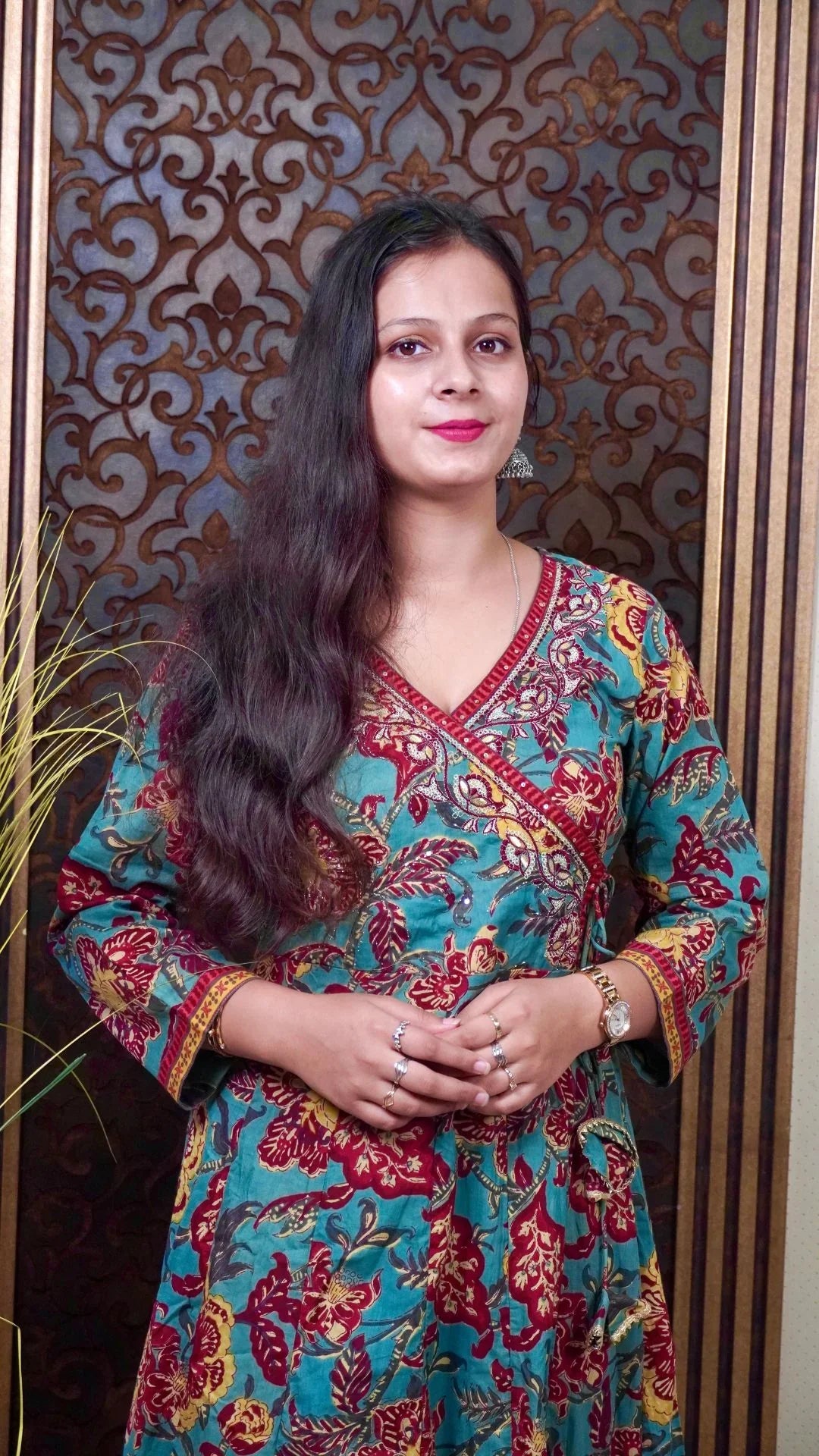 Grey Printed Anarkali Dupatta set  – Soft Hues & Traditional Charm