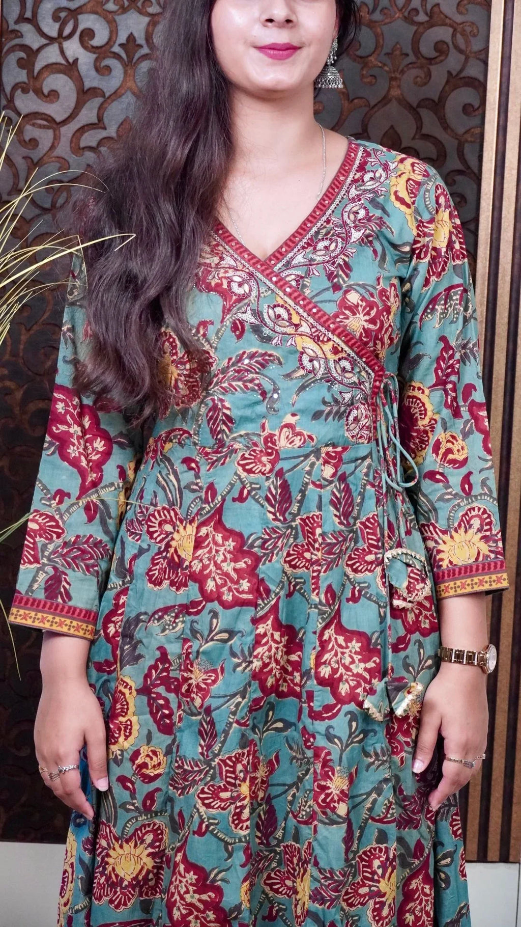 Grey Printed Anarkali Dupatta set  – Soft Hues & Traditional Charm