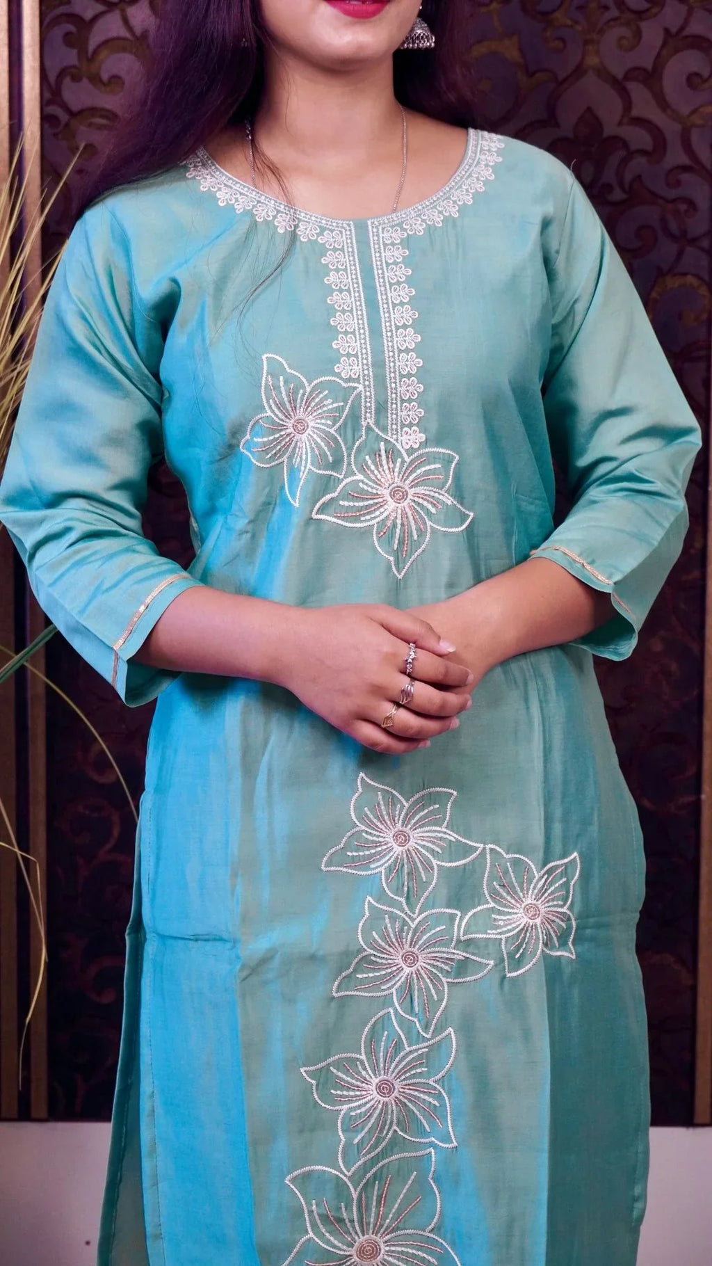 Sea Green Floral Organza Dupatta – Ethereal Pastels in Delicate Organza