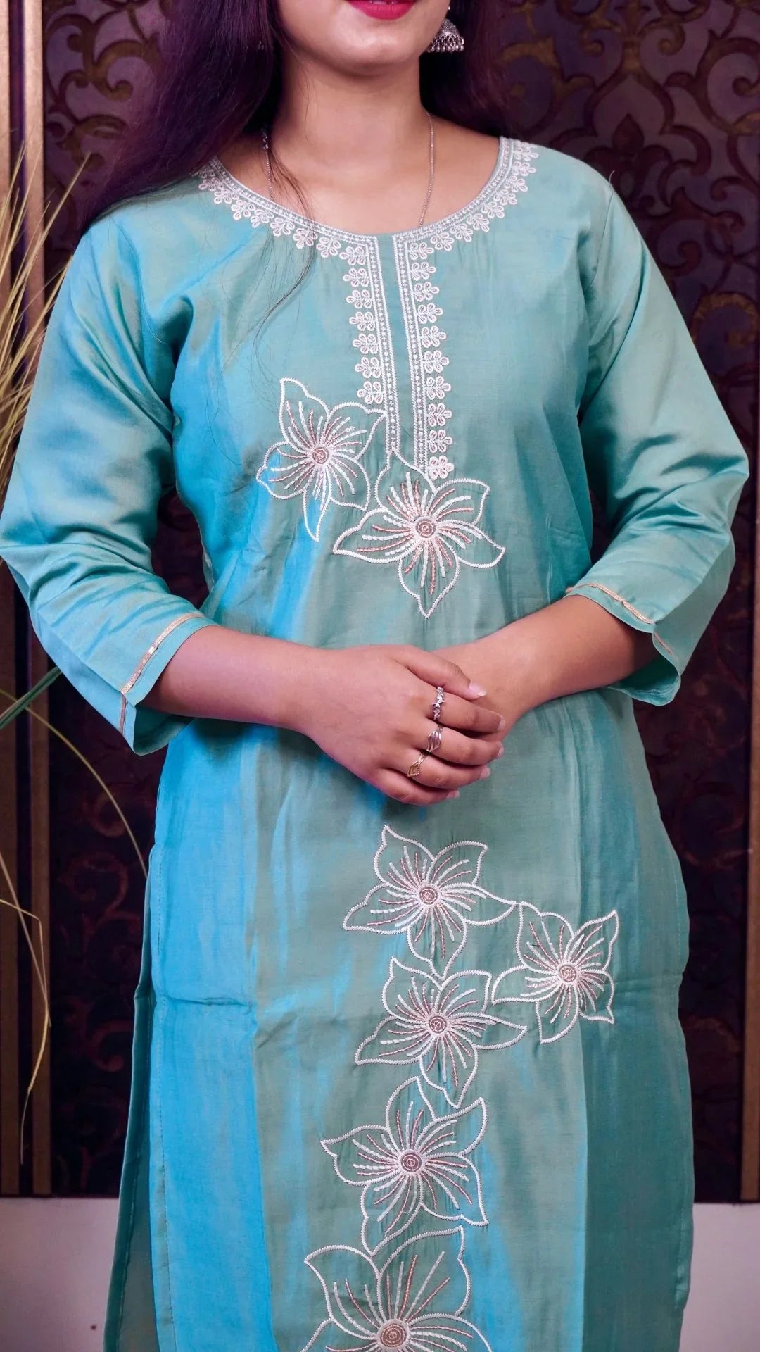 Sea Green Floral Organza Dupatta – Ethereal Pastels in Delicate Organza