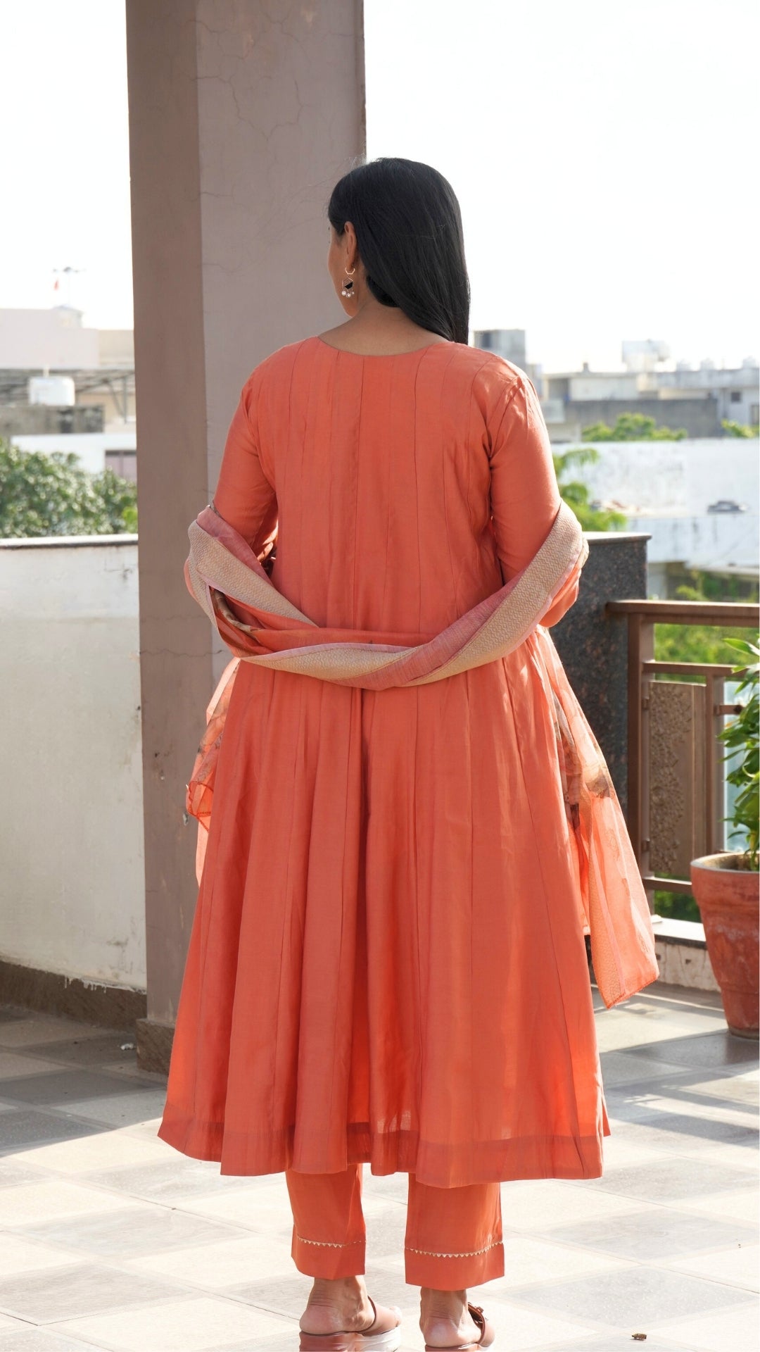 Roman Silk Anarkali Suit with Pearl Zardosi Sequin Work