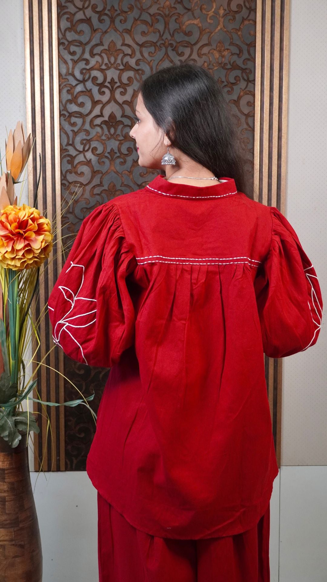 Maroon Embroidered Co-Ord Set – Timeless Artistry in Two-Piece Styling