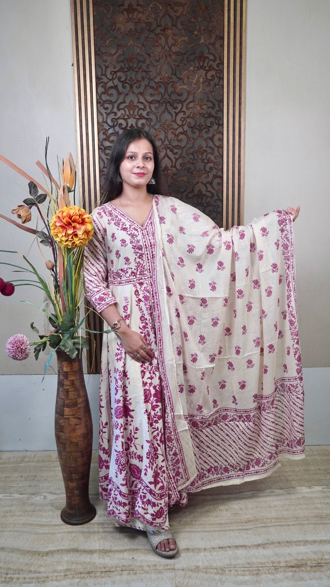 Off-White Front-Open Cotton Palazzo Set – Timeless & Comfort