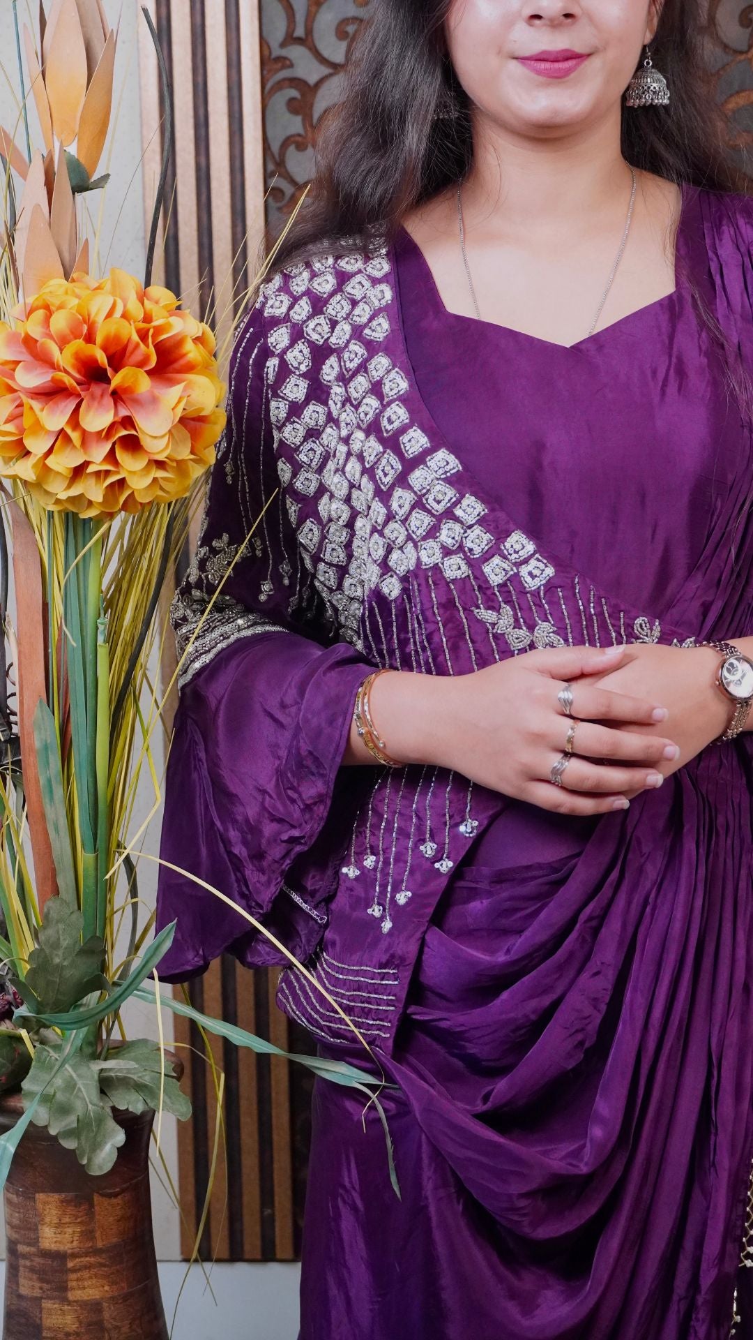 Pure Chinnon Partywear Gown – Graceful Silk Evening Couture
