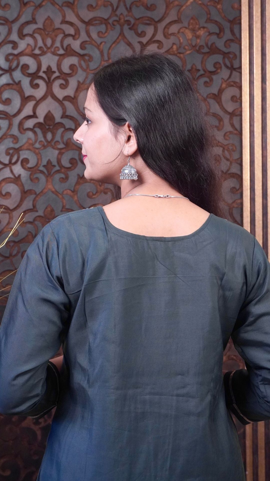 Dry Grey Embroidered organza Dupatta set – Subtle Sophistication in Soft Grey