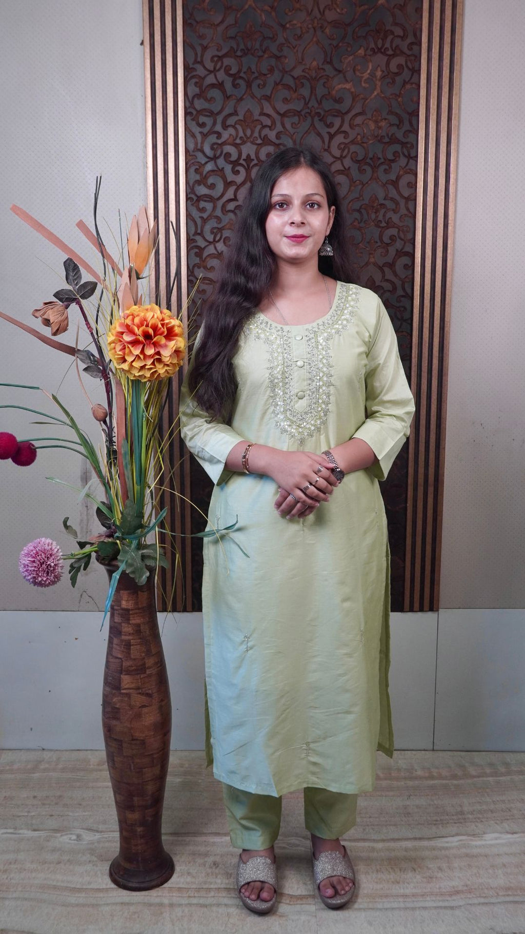 Light Green Heavy Silk Dupatta set – Serene Elegance in Rich Silk