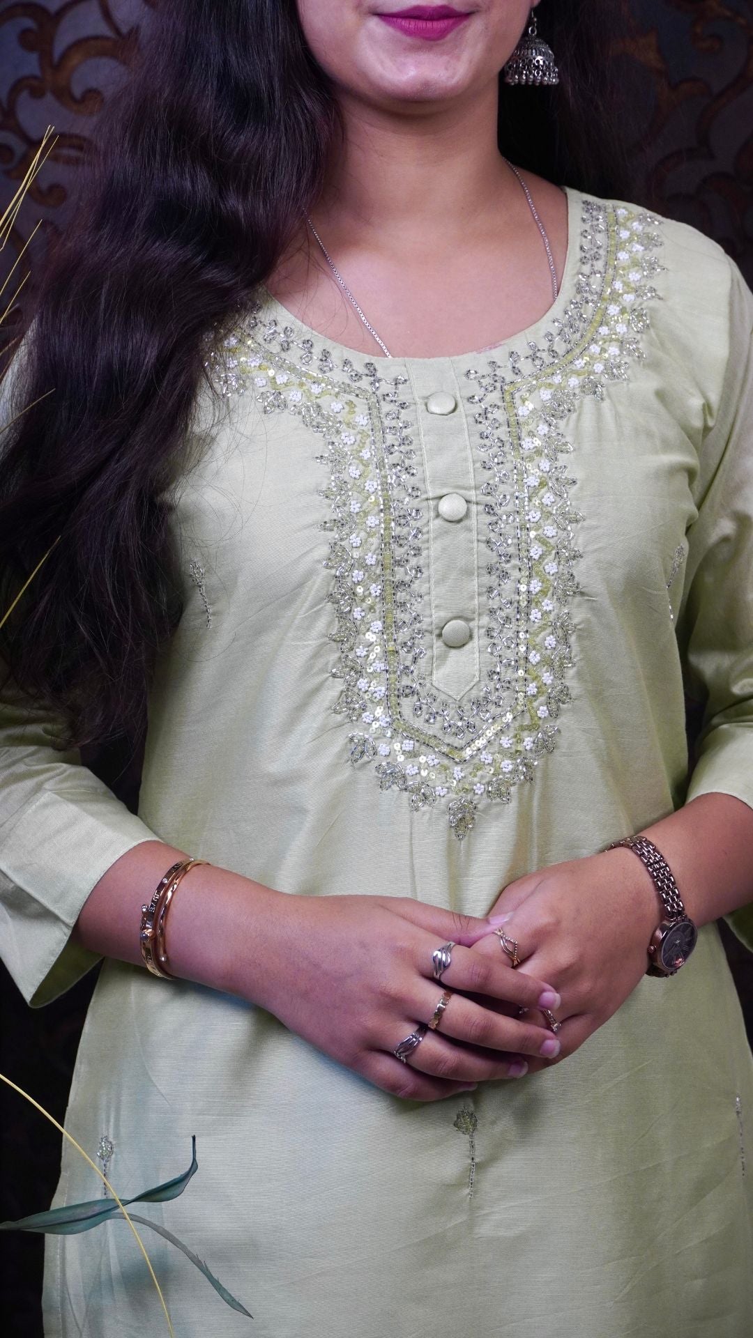 Light Green Heavy Silk Dupatta set – Serene Elegance in Rich Silk