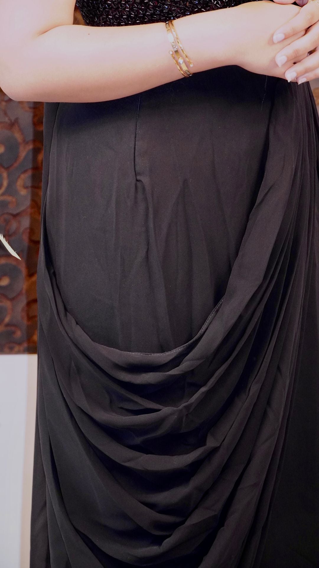 Black Draped Sequin Saree – Glamorous Evening Statement