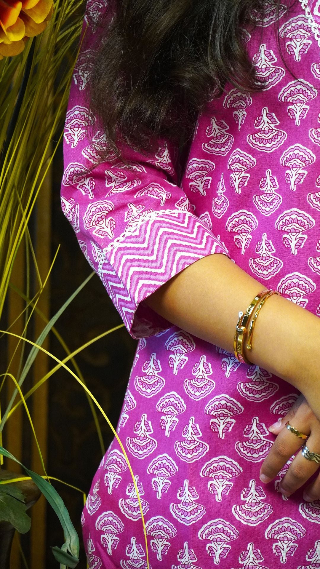 Rani Pink Printed Cotton Dupatta Set – Radiant Prints in Breathable Comfort