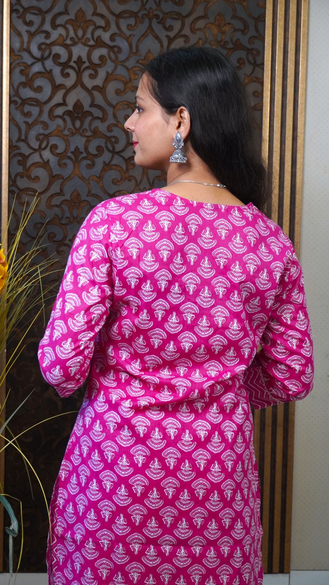 Rani Pink Printed Cotton Dupatta Set – Radiant Prints in Breathable Comfort