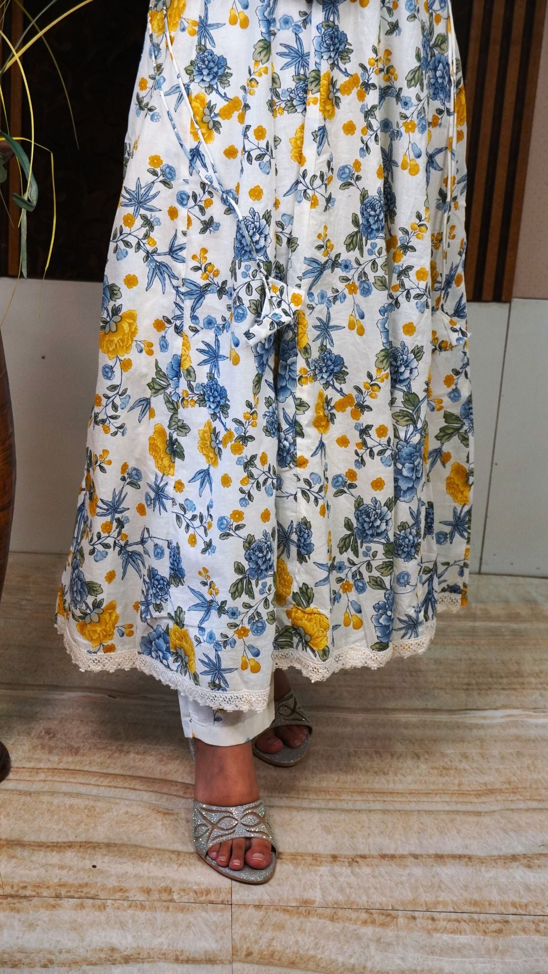 Off White A Line Anarkali Duptta Set