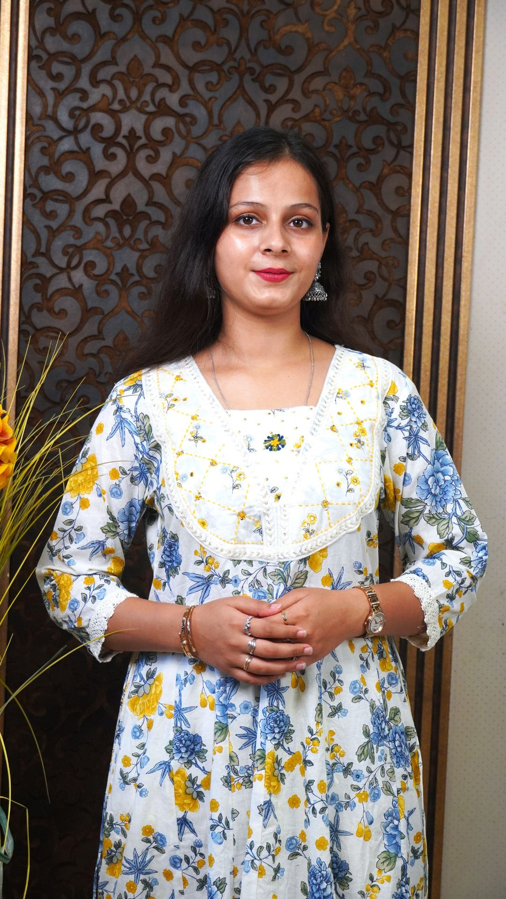 Off White A Line Anarkali Duptta Set