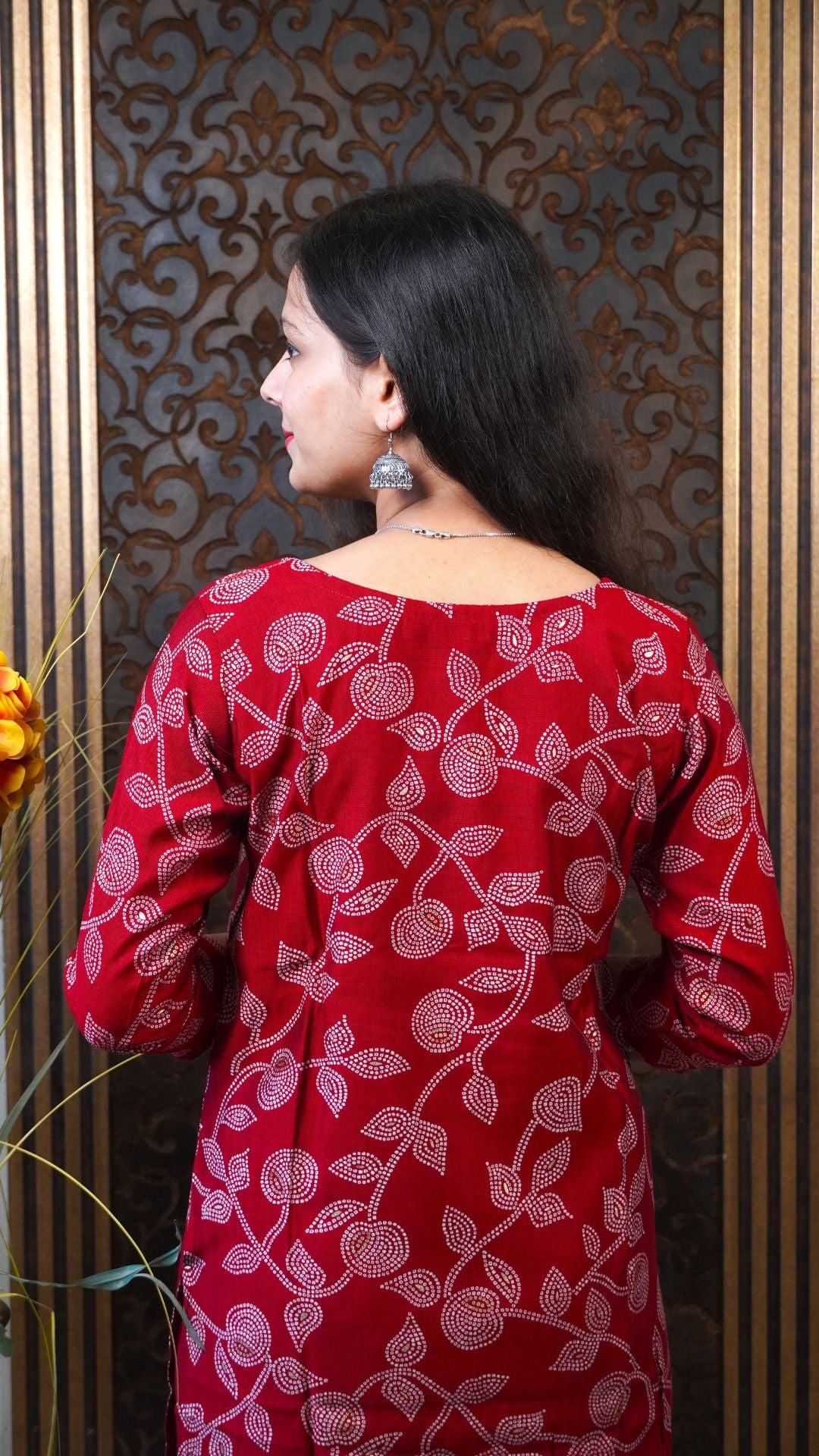 Maroon Printed Rayon Dupatta set – Regal Style with Luxurious Flow