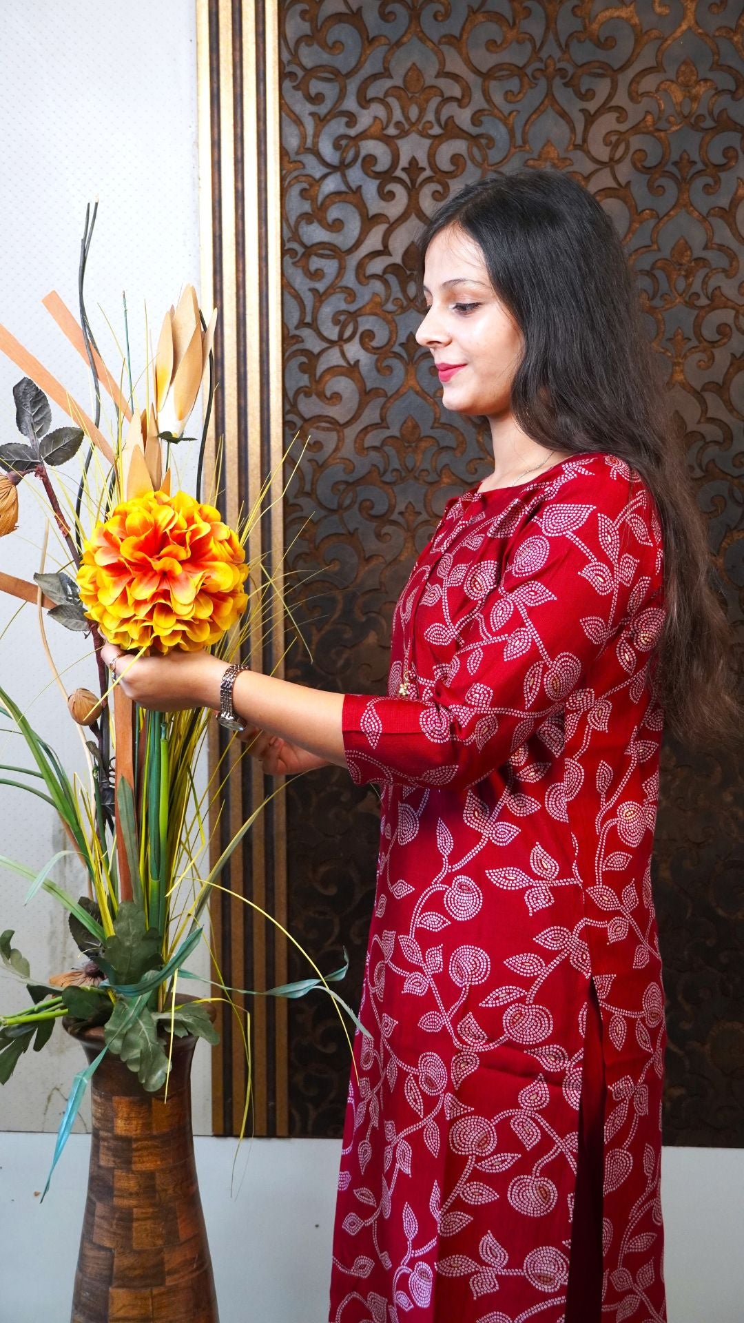 Maroon Printed Rayon Dupatta set – Regal Style with Luxurious Flow