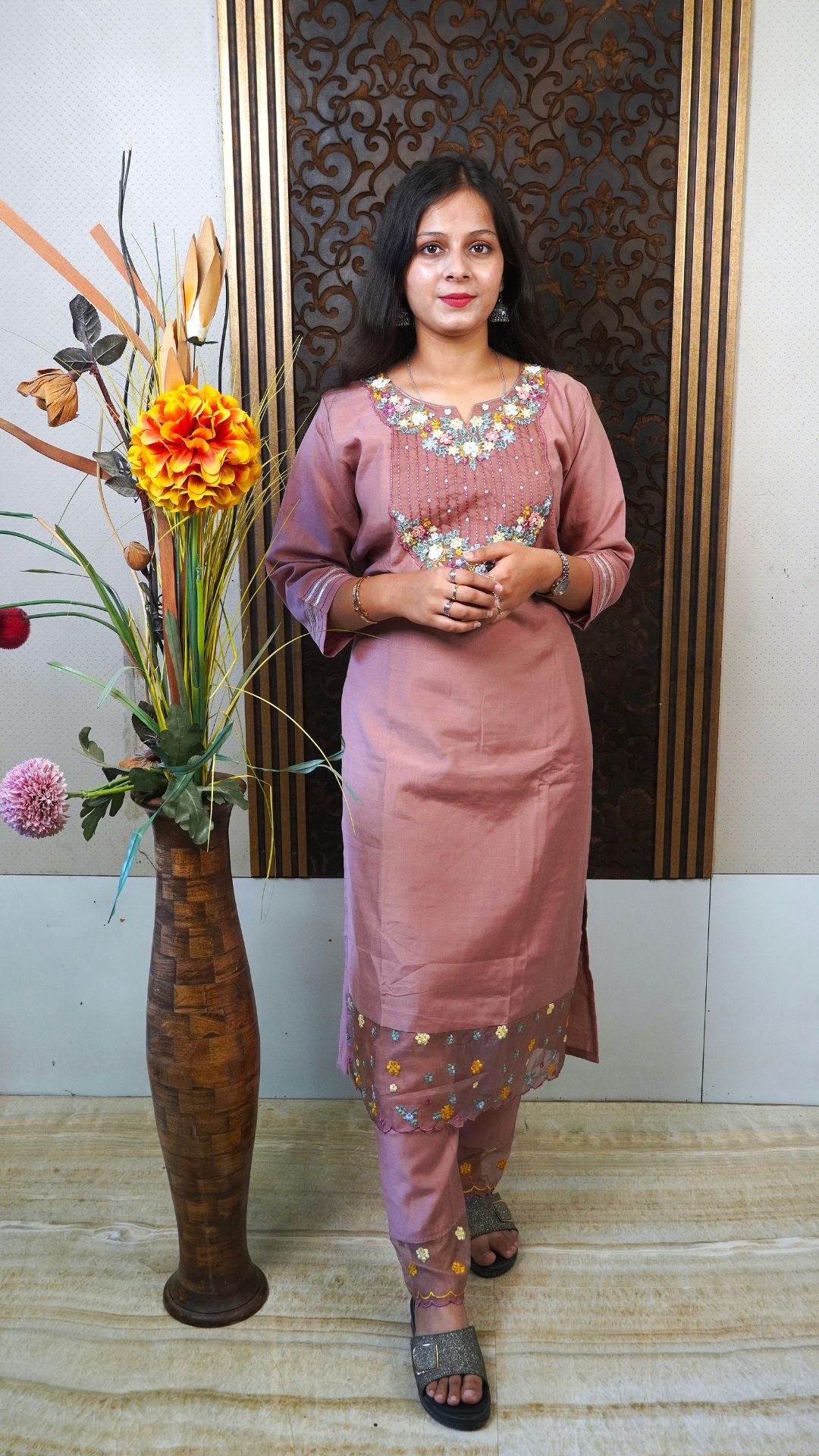 Mauve Heavy Silk printed Dupatta set – Soft Royalty in Luxurious Silk