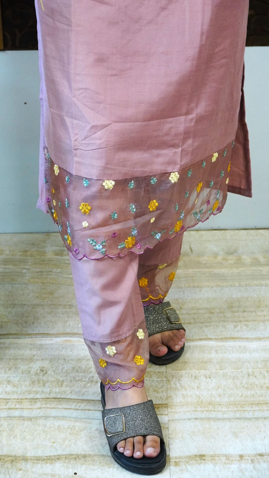 Mauve Heavy Silk printed Dupatta set – Soft Royalty in Luxurious Silk