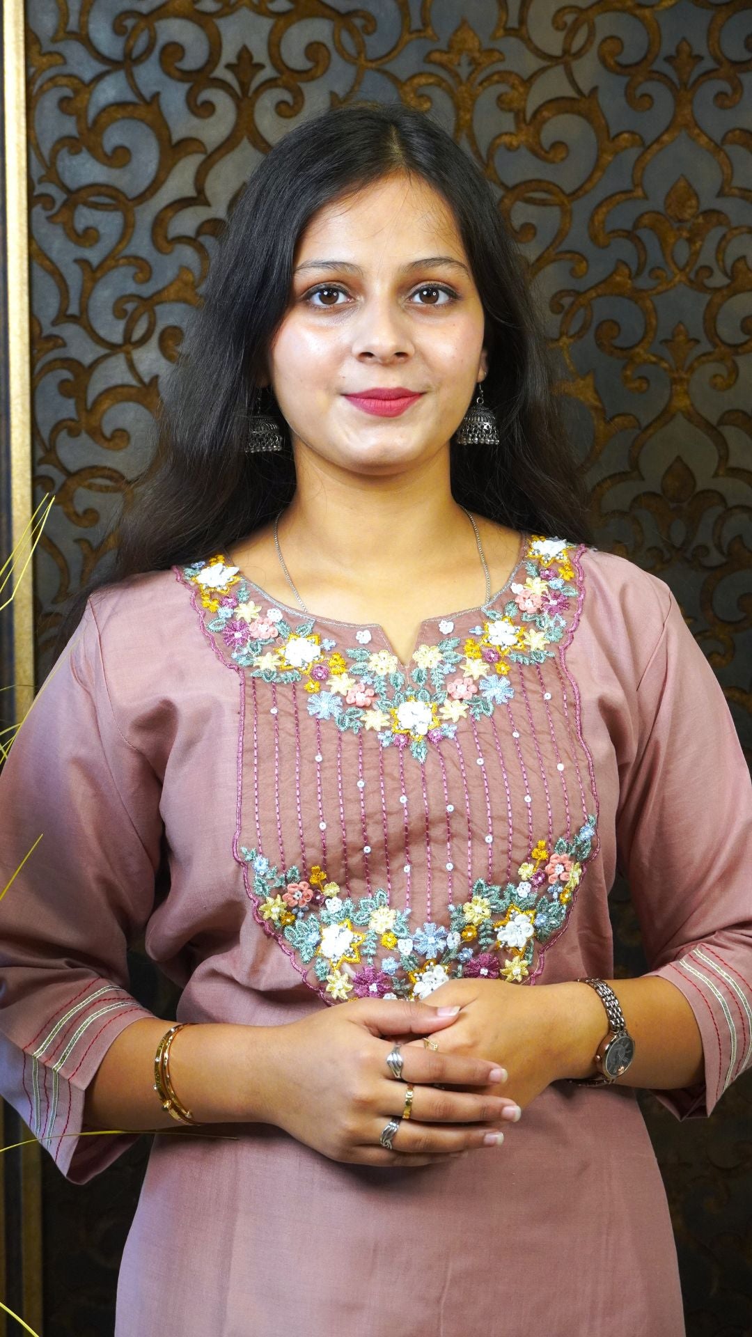 Mauve Heavy Silk printed Dupatta set – Soft Royalty in Luxurious Silk
