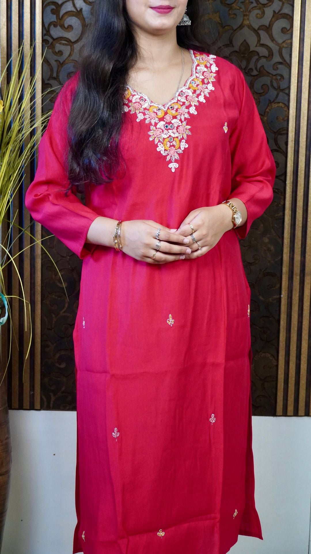 Bright Red  printed organza Dupatta set – Glamorous Statement in Festive Elegance