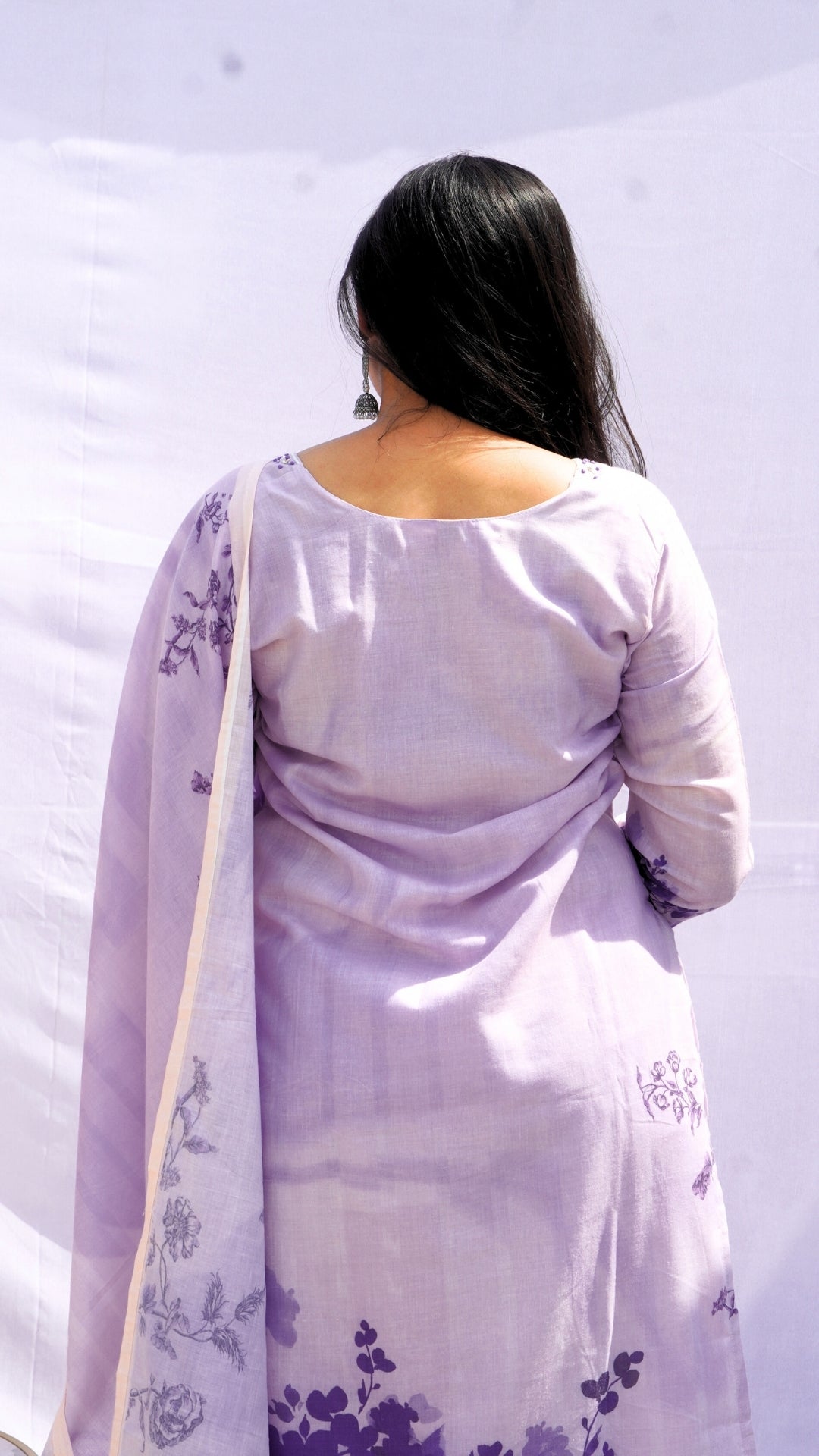 Pure Mul Cotton 3-Piece Kurta Set with Pearl Work
