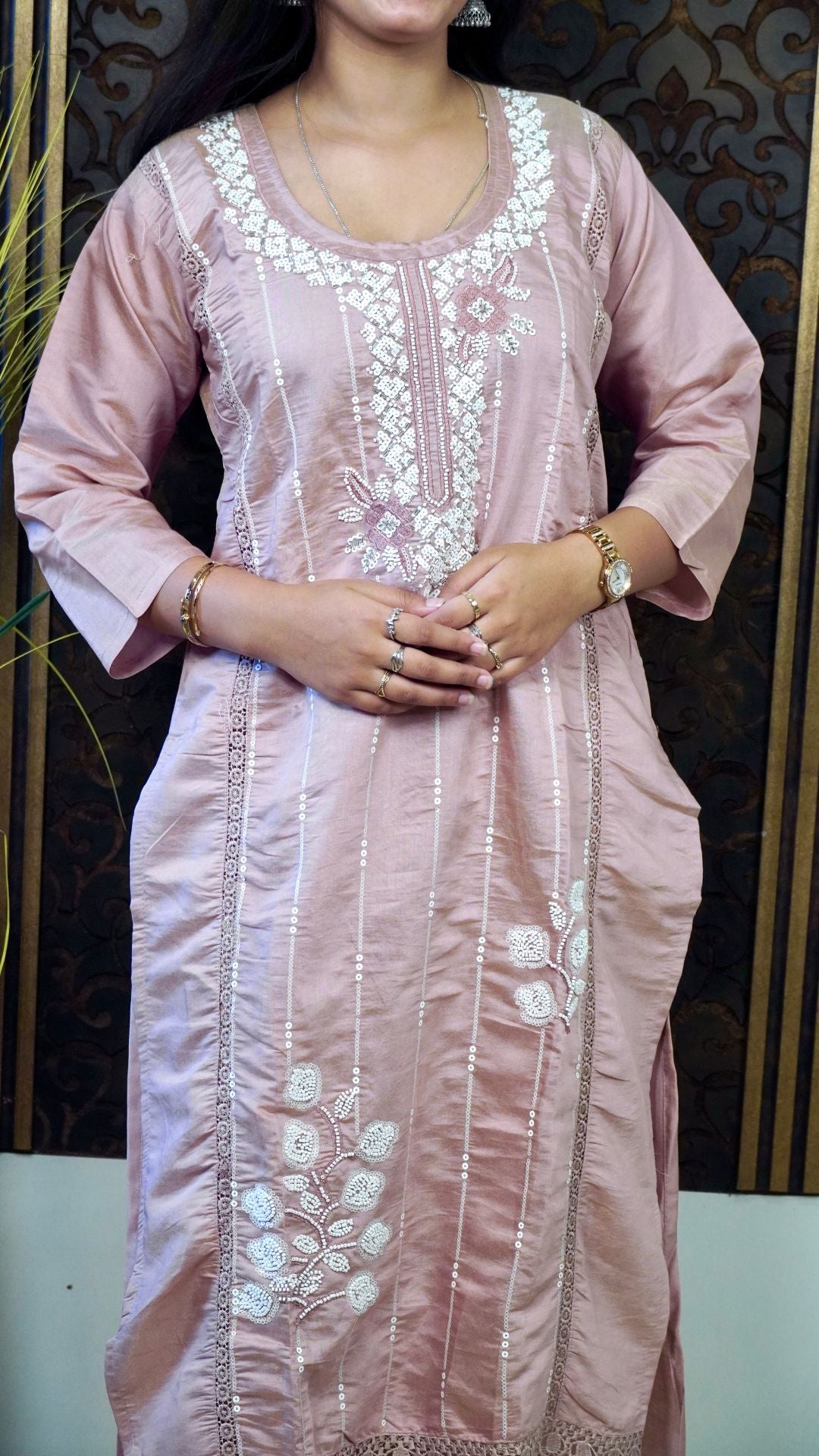 Beige Heavy Silk Dupatta Set – Luxurious & Elegant Ethnic Wear