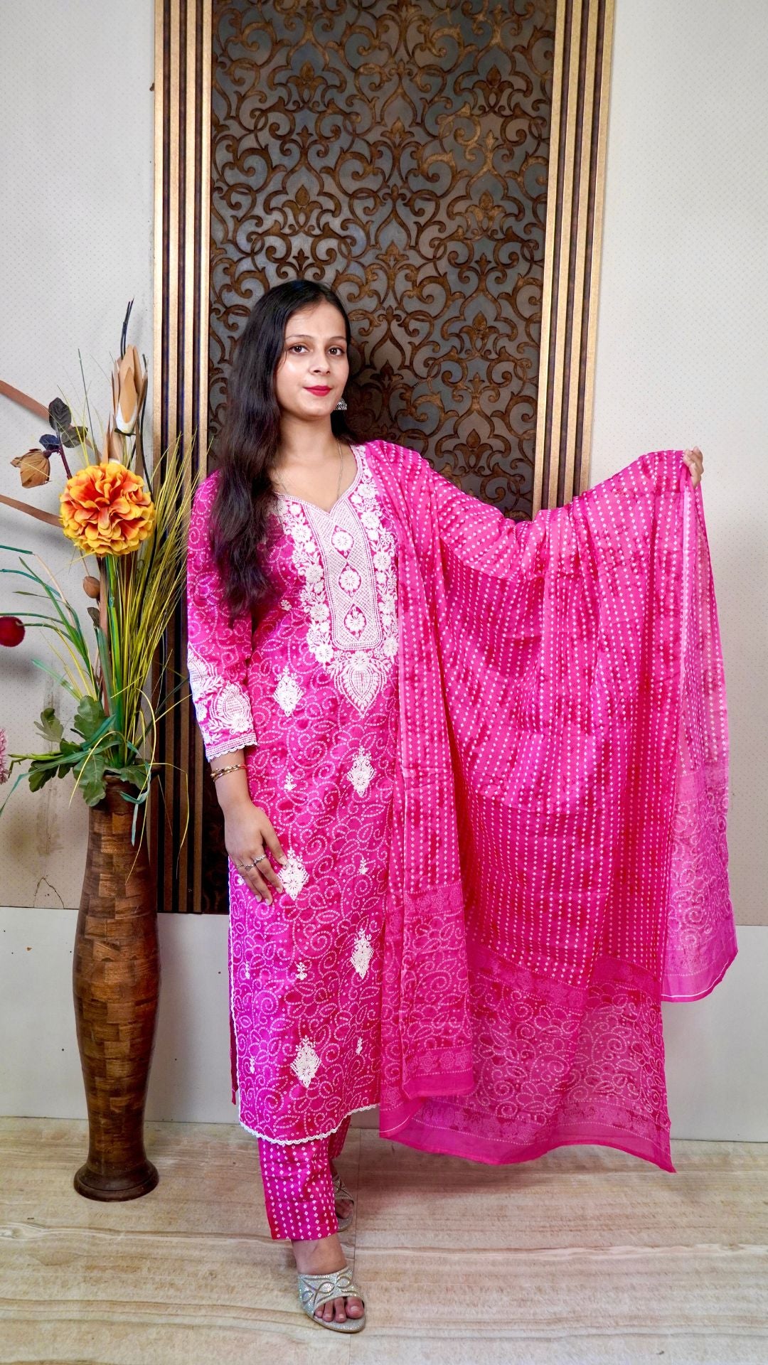 Rani Bhandej Heavy Embroidered Dupatta Set – Ethnic Festive Wear for Women