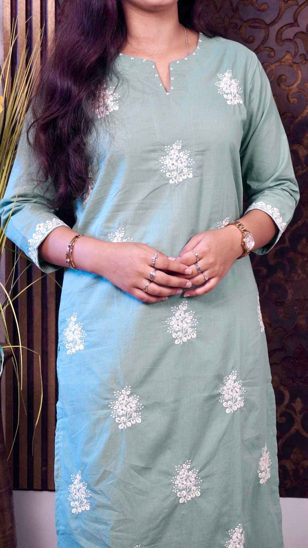 Sea Green Mal Cotton Heavy Embroidered Dupatta Set – Elegant Ethnic Accessory for Special Occasions