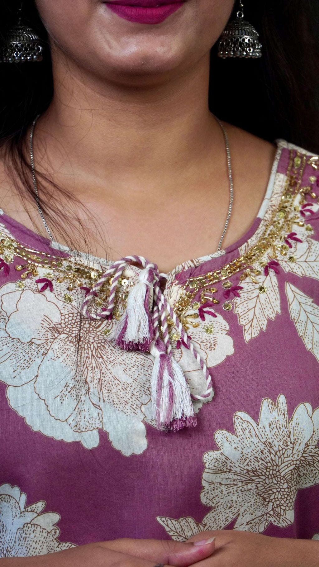 Mauve Printed Cotton Dupatta – Subtle Charm in Soft Cotton