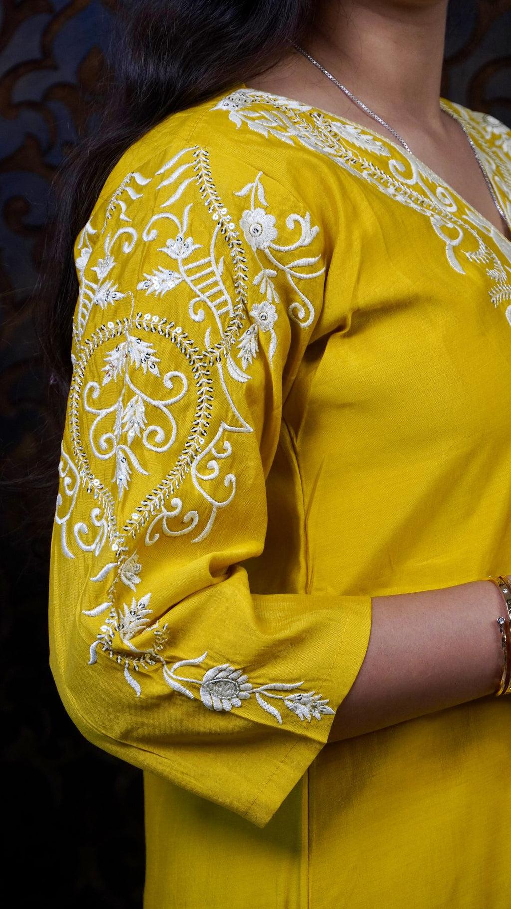 Yellow Embroidered Silk Dupatta – Radiant Tradition in Luxe Fabric