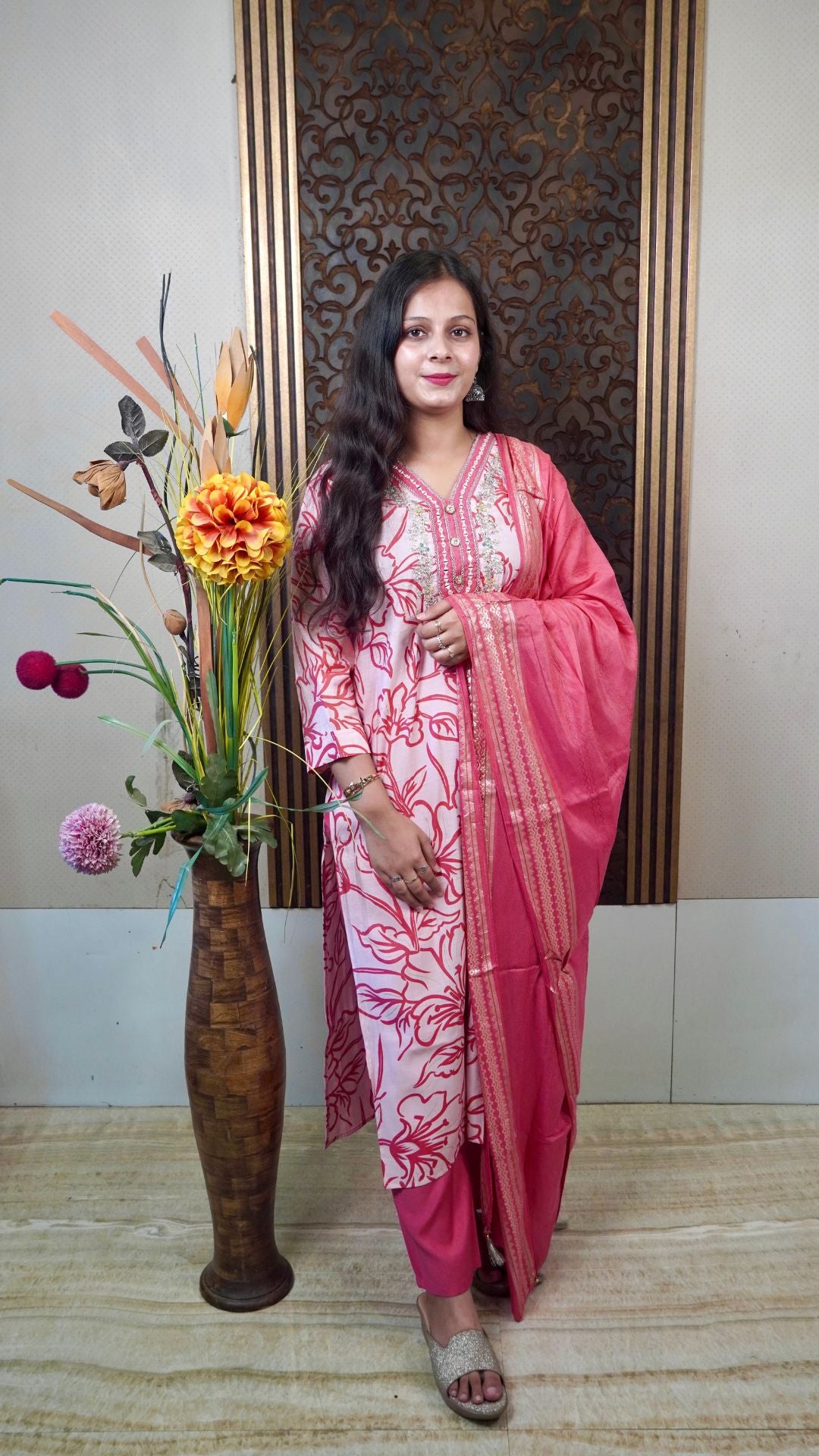 Mustard Muslin Silk Dupatta Set with Gota Patti – Ethereal Festive Wear